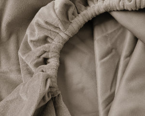 Samt-Spannbettlaken Taupe/Grau