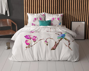 Magnolien Bettbezug 240x200/220 cm Weiss