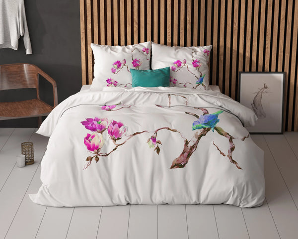 Magnolien Bettbezug 240x200/220 cm Weiss