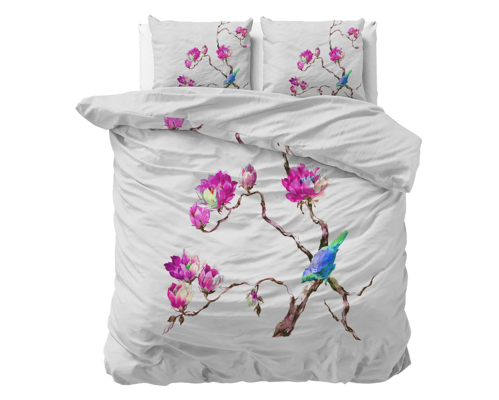 Magnolien Bettbezug 240x200/220 cm Weiss