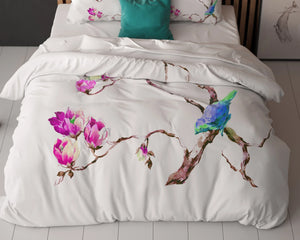 Magnolien Bettbezug 240x200/220 cm Weiss