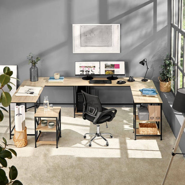 Schreibtisch Hamilton Industrial Holz hell, Eiche Sonoma