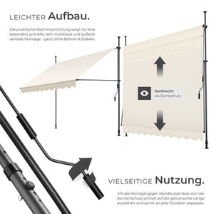 Klemmmarkise beige 250 x 180 cm