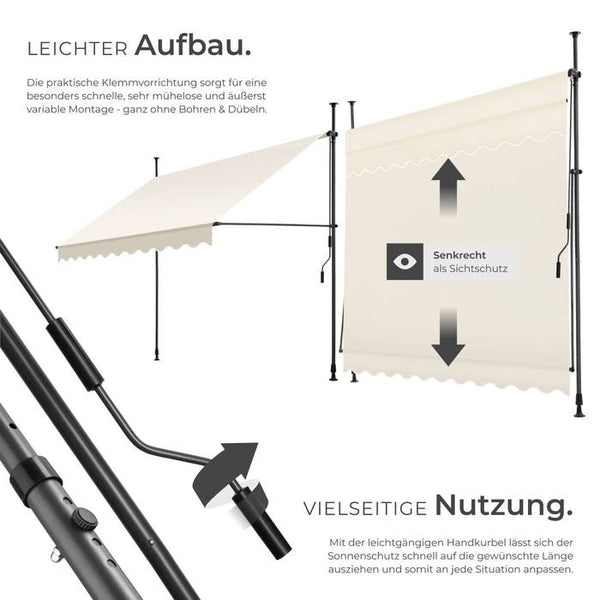 Klemmmarkise beige 250 x 180 cm
