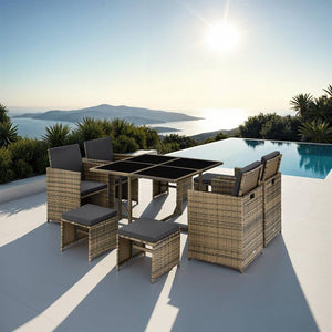 Rattan Sitzgruppe Bilbao 4+4+1 natur