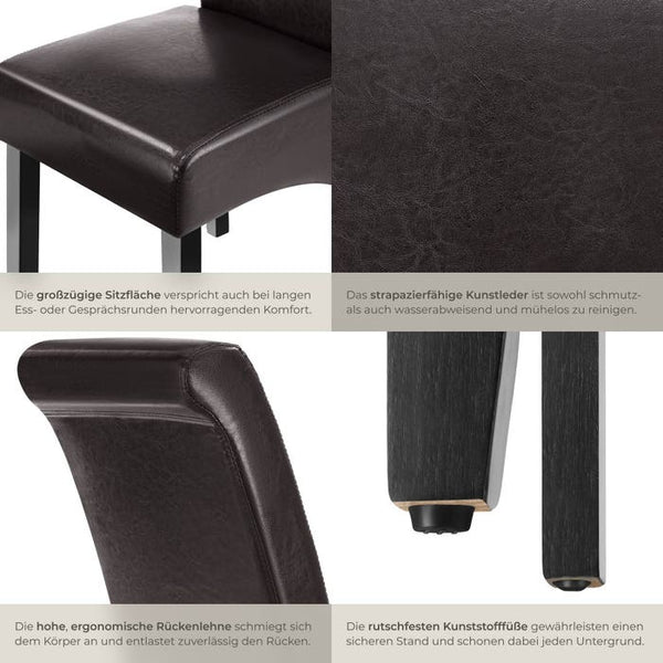 4 Esszimmerstühle, ergonomisch, massives Hartholz braun