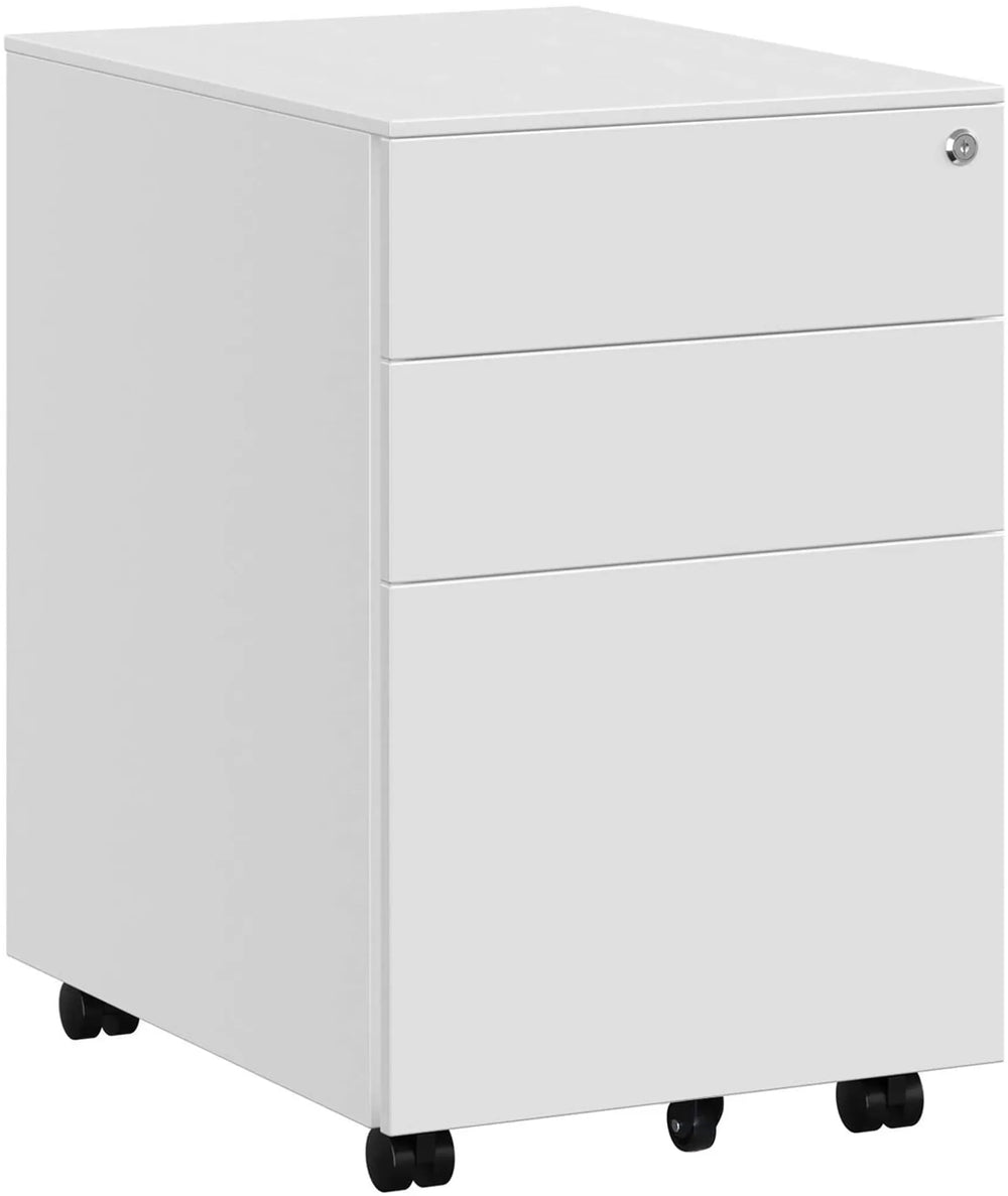 SONGMICS rolling container with 3 drawers, white