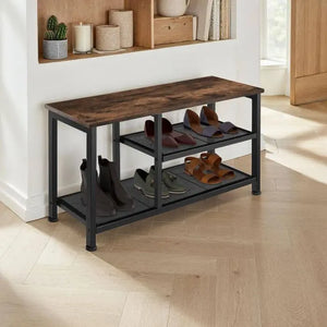 Schuhregal Taunton Industrial Holz dunkel, rustikal 80 x 30 x 45,5 cm