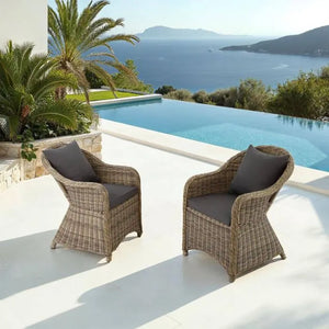 2er Set Aluminium Rattansessel