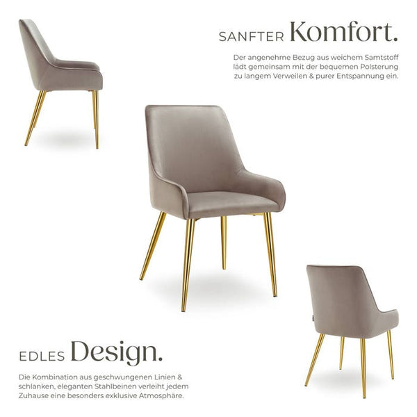 Polsterstuhl Avane taupe 6er Set