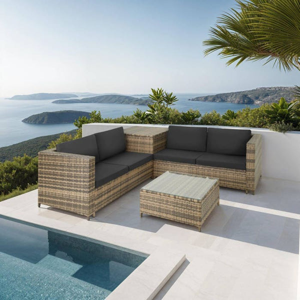Rattan Lounge Siena natur/dunkelgrau
