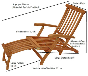 Deckchair MAINE klappbar, Eukalyptus geölt, FSC®-zertifiziert