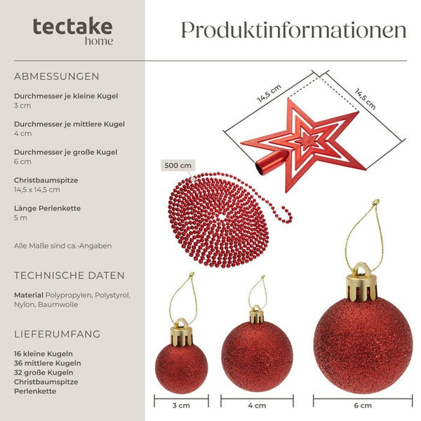 Set of 86 red Christmas baubles