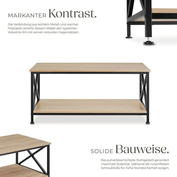 Couchtisch Pittsburgh Industrial Holz hell, Eiche Sonoma