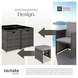 Rattan Sitzgruppe Bilbao 4+4+1, grau