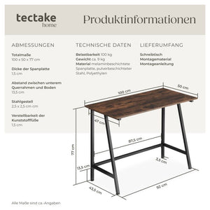 Schreibtisch Newton Industrial Holz dunkel, rustikal