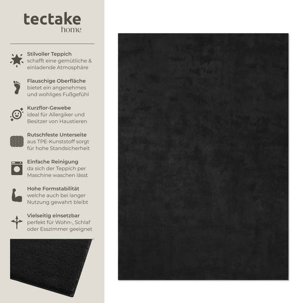 Tapis à poils courts Soft Zone noir 200 x 290 cm 