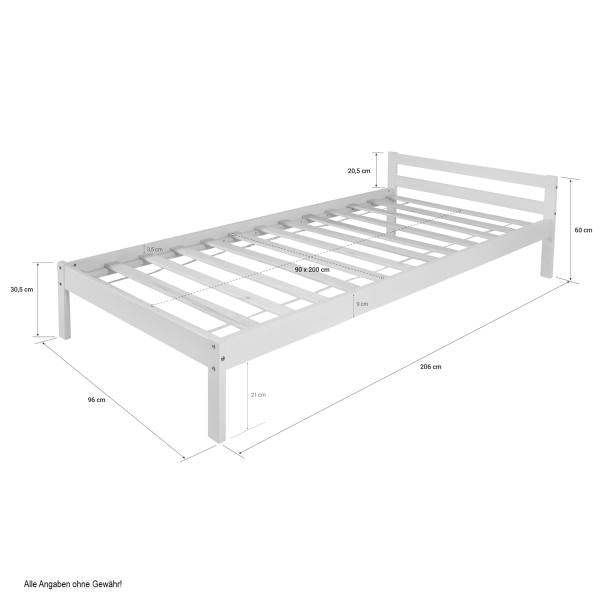 Holzbett Jugenbett Kinderbett 90x200 natur Bett Tagesbett Einzelbett Bettgestell