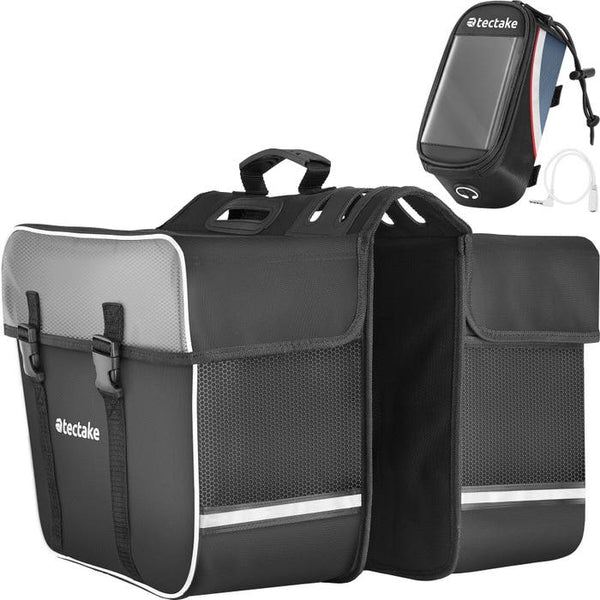 Set Fahrradtasche Georg und Fahrradrahmentasche schwarz/rot 20,5 x 10 x 10,5 cm