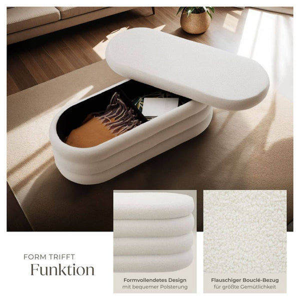 Polsterbank Altu Bouclé creme-weiss