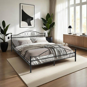 Metallbett mit Lattenrost im romantischen Design schwarz/schwarz 200 x 180 cm