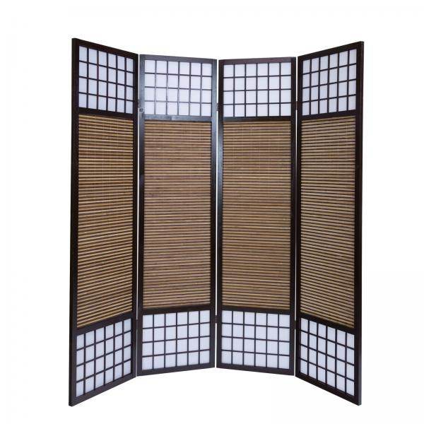 4fach Paravent Raumteiler Trennwand spanische Wand mit Bambus