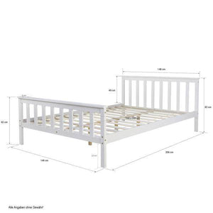 Doppelbett Holzbett Bett Bettgestell 140x200 weiss Kiefer Massivholz Futonbett