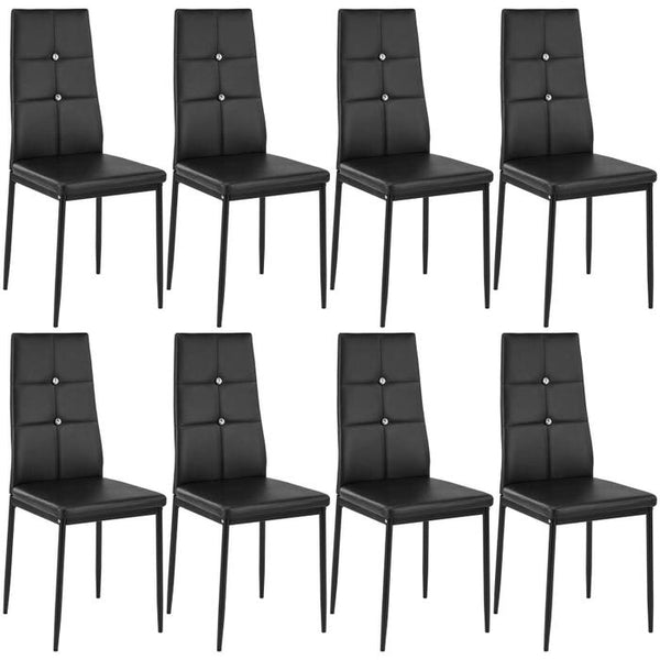 8 Esszimmerstühle, mit Glitzersteinen, schwarz