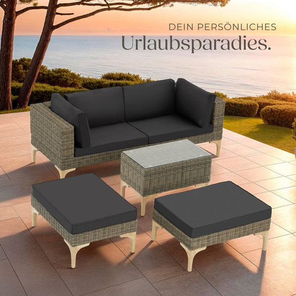 Rattan Lounge mit Aluminiumgestell Bellaria natur