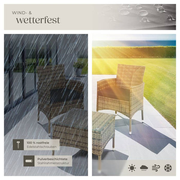 Rattan Gartenset Luzern 2+1 - natur