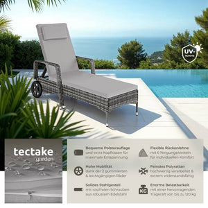 Rattan Sonnenliege grau/hellgrau