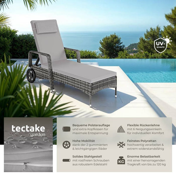 Rattan Sonnenliege grau/hellgrau