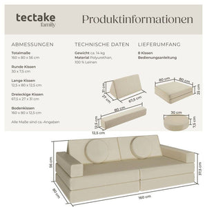 Spielsofa Lilly beige 160 cm