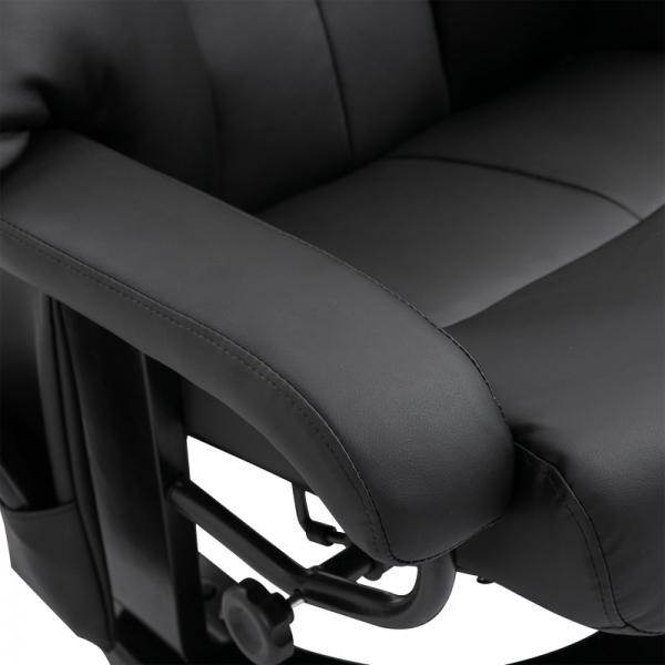 Relaxliege mit Liegefunktion Fernsehsessel mit Hocker Massage Schwarz