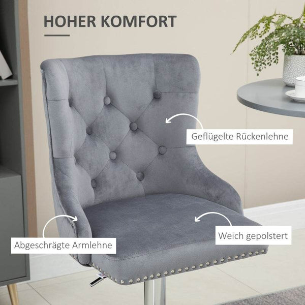 2er Set Barhocker höhenverstellbar Grau
