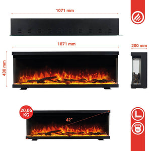 KAMINIO 3-in-1 Elektrokamin LEA - Panoramaview 42 Zoll Schwarz