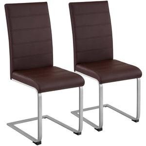 2 chaises de salle à manger, chaises cantilever - cappuccino 