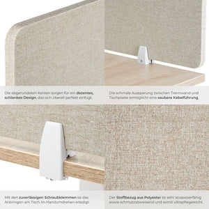 Schreibtisch Trennwand Noisy beige 160 x 40 cm