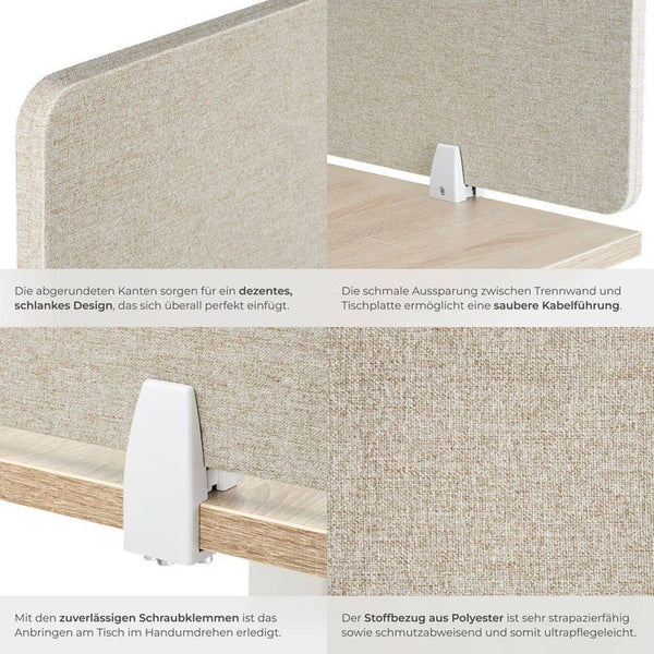Schreibtisch Trennwand Noisy beige 160 x 40 cm