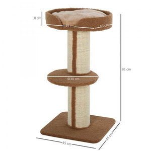 Katzenbaum Spielbaum Kratzstamm mit Plattform Sisal Lammkaschmir Hellbraun