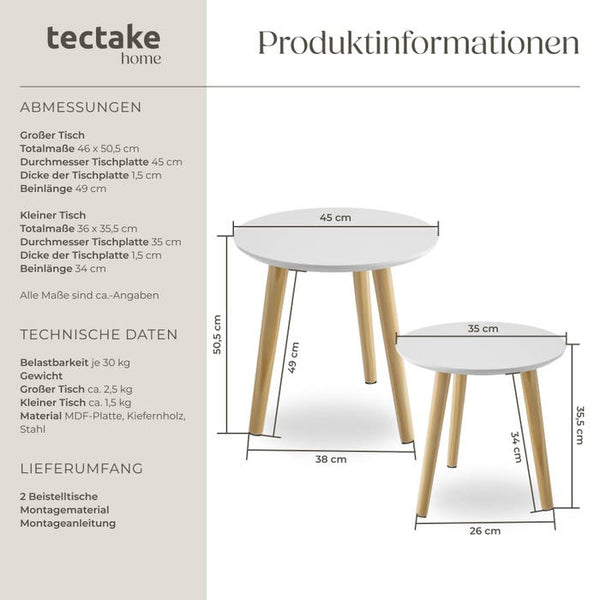 2er Set Beistelltisch Skaland
