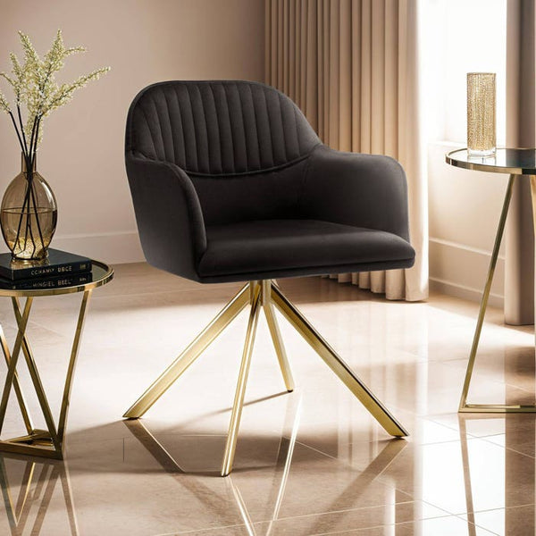 Samt-Drehstuhl Lona schwarz/gold pro Stück