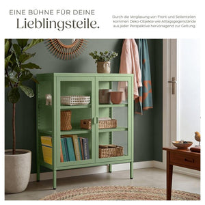 Metallvitrine Baker mit Glastüren salbeigrün