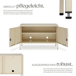Sideboard Baker Metall mit Magnetverschluss creme 100 x 42,5 x 65 cm