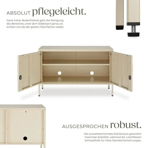 Sideboard Baker Metall mit Magnetverschluss creme 100 x 42,5 x 65 cm