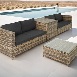 Rattan Lounge Siena natur/dunkelgrau