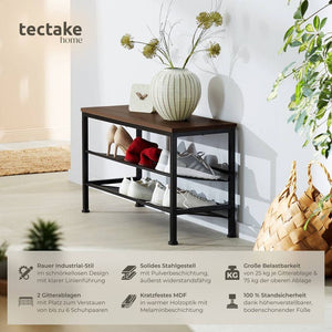 Derry Industrial shoe rack, dark wood, rustic 