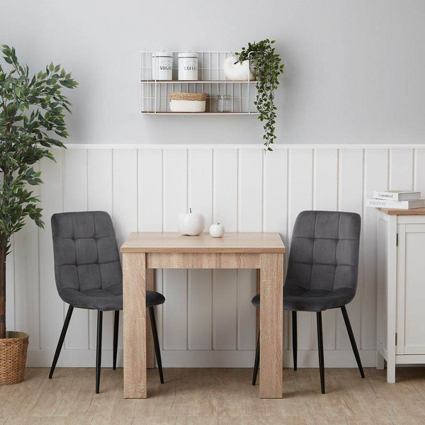 Esstisch mit 2 Stühlen Set 80x80 cm Natur Grau