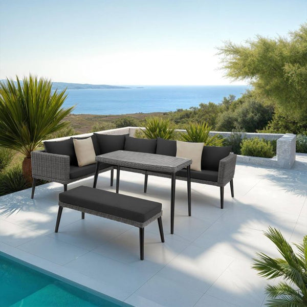 Aluminium Rattan Lounge Lounge Pula grau