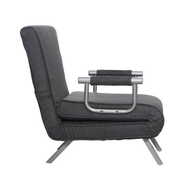Schlafsofa mit Armlehne 3-in-1 Schlafsessel Gästebett Klappbett Chaiselongue Grau